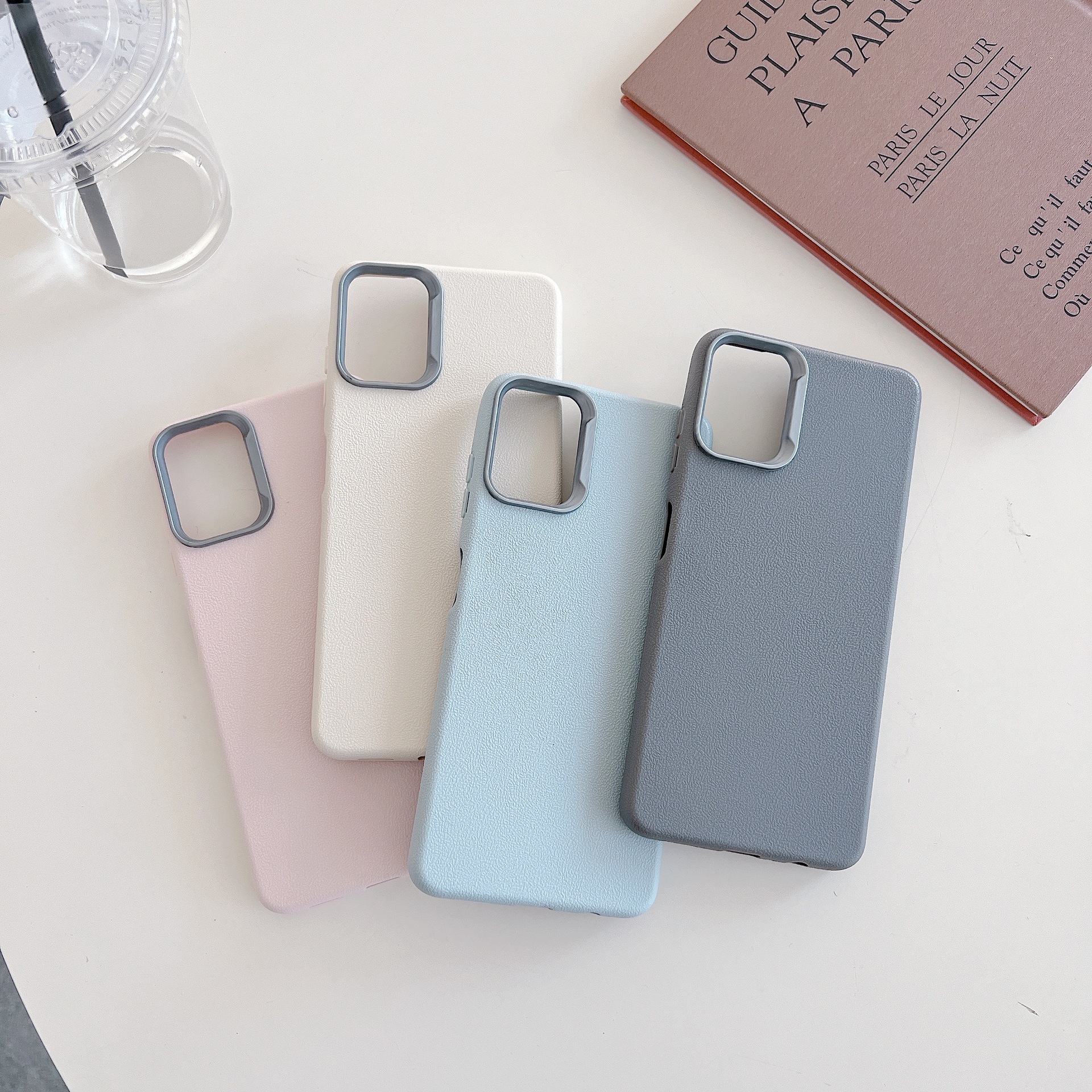 Solid color foreign trade Motorola G22 4G mobile phone case plain leather pattern for moto G55 large hole material tpu case