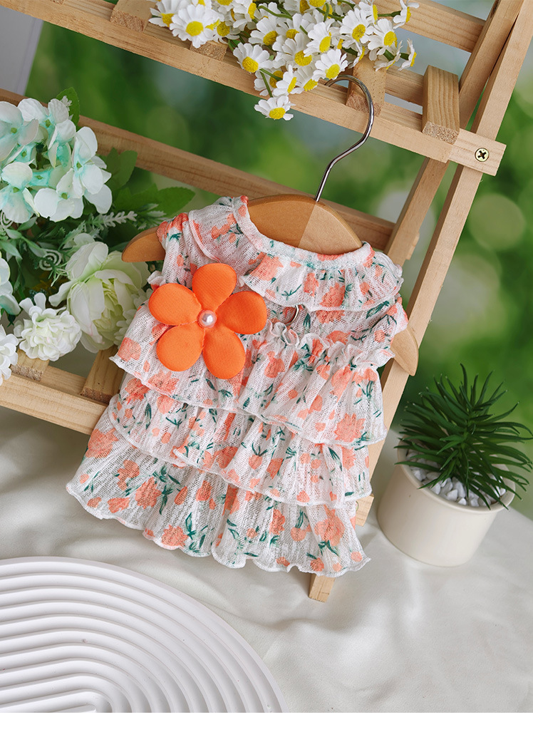 Robe plissée à fleurs style princesse pour chien et chat été_voghion.com