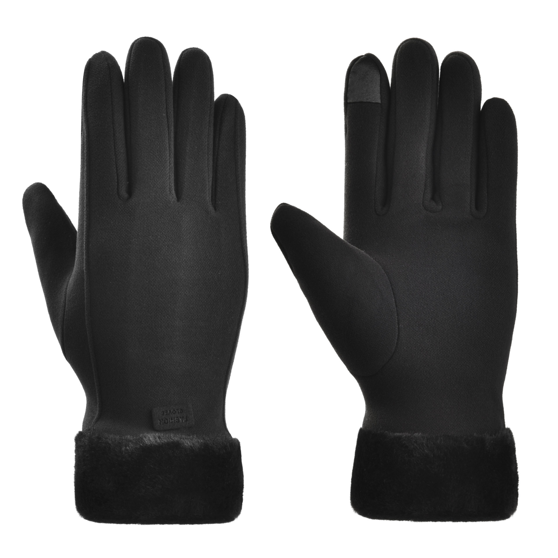 여성용 블랙 퍼 트리밍