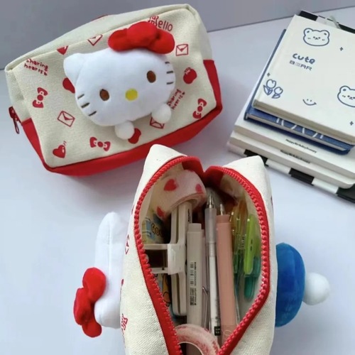 Little Red Book's same style Kitty cat high-looking pencil bag girly heart large capacity student portable storage bag wash bag