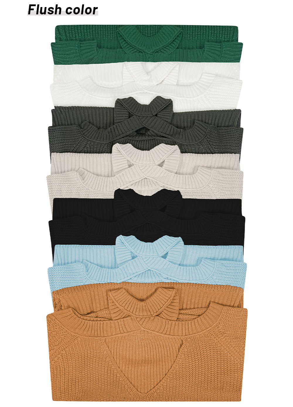 solid color long-sleeved off-the-shoulder commuter OL knitted sweater NSWJY118383