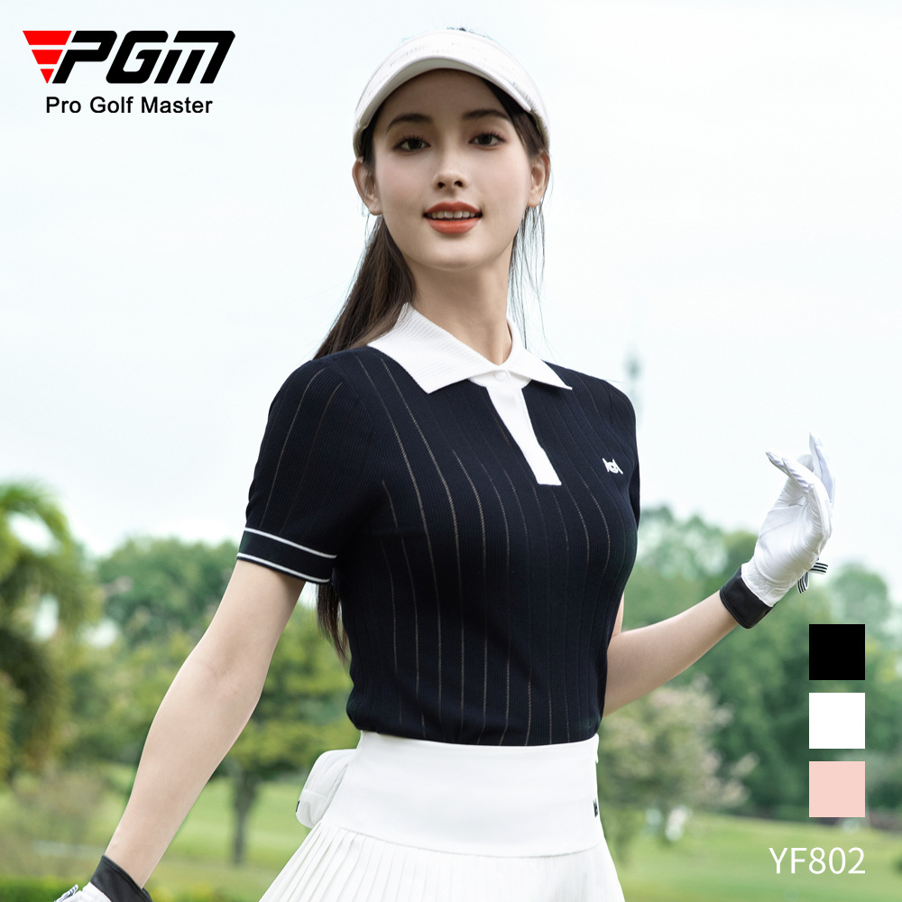 Áo polo nữ thể thao golf mùa xuân hè dệt kim co giãn cao — YF802-Sakura màu POLO [nhẹ và thoáng khí/dệt kim có độ đàn hồi cao/cổ áo lớn]