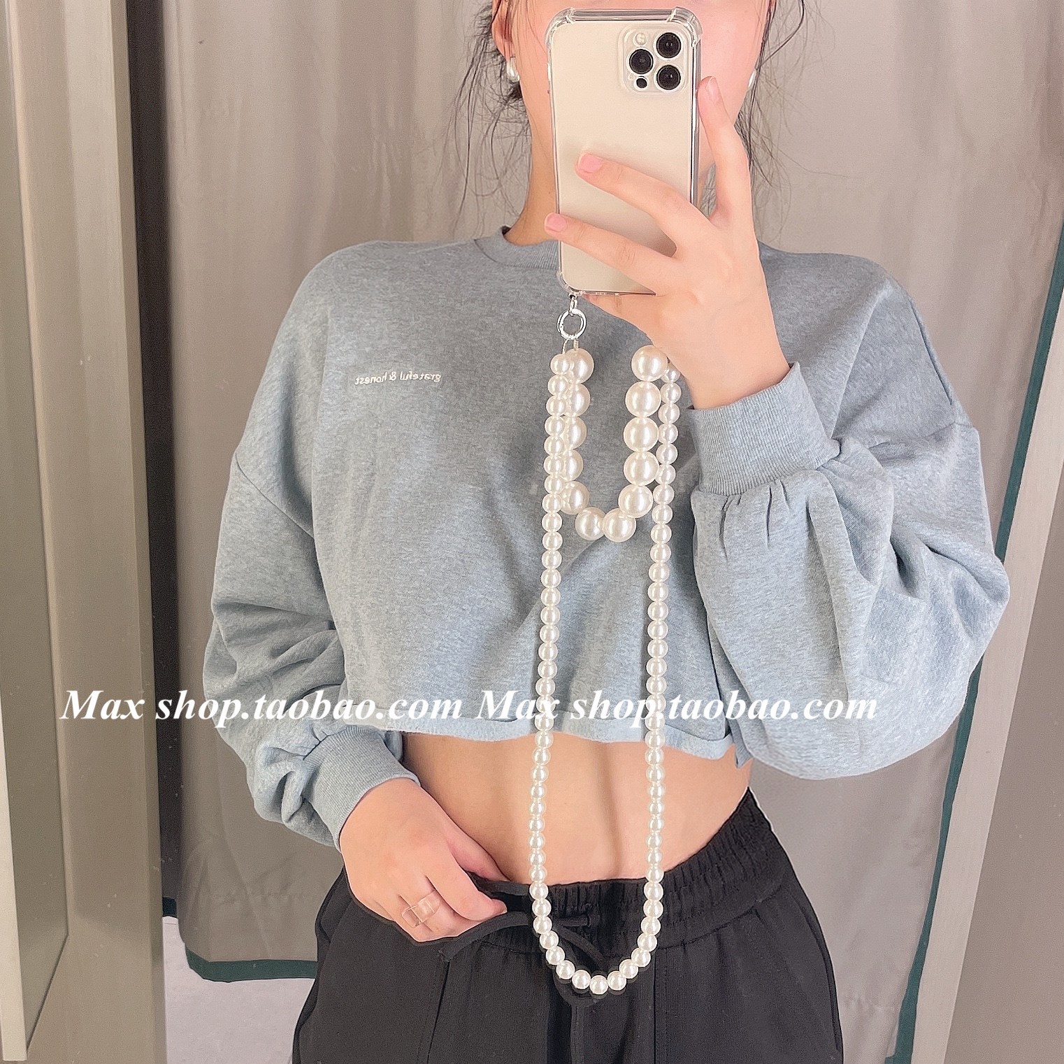 Korean Oversized Pearl Handbag-Style Crossbody Chain Suitable for Apple 15 Pro Max Anti-Drop iPhone 17 Phone Case 8X