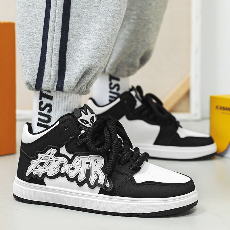 Herren Mid-top Board Shoes Im Angesagten Schul-stil Sneaker_voghion.com