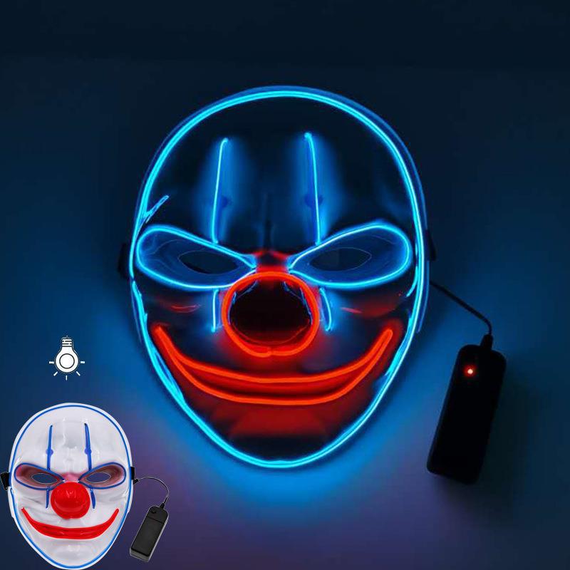 thumbnail image 1 of Disfraces de Halloween 2024 Máscara luminosa LED de payaso JOKER Máscara de fantasma de actuación fluorescente de Halloween COS TikTok del mismo estilo, 1 of 4