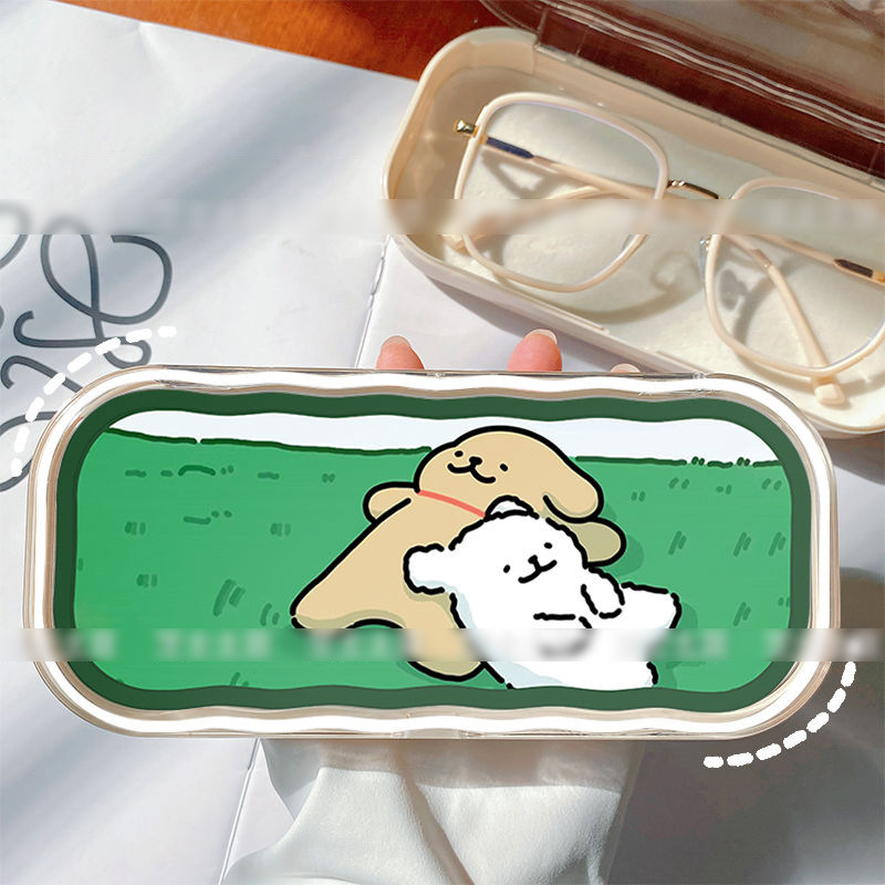 Estuche para gafas moderno con un toque de alta gama, diseño ondulado y bonito, estuche transparente portátil para gafas, estuche para gafas de miopía, estuche para gafas infantiles.