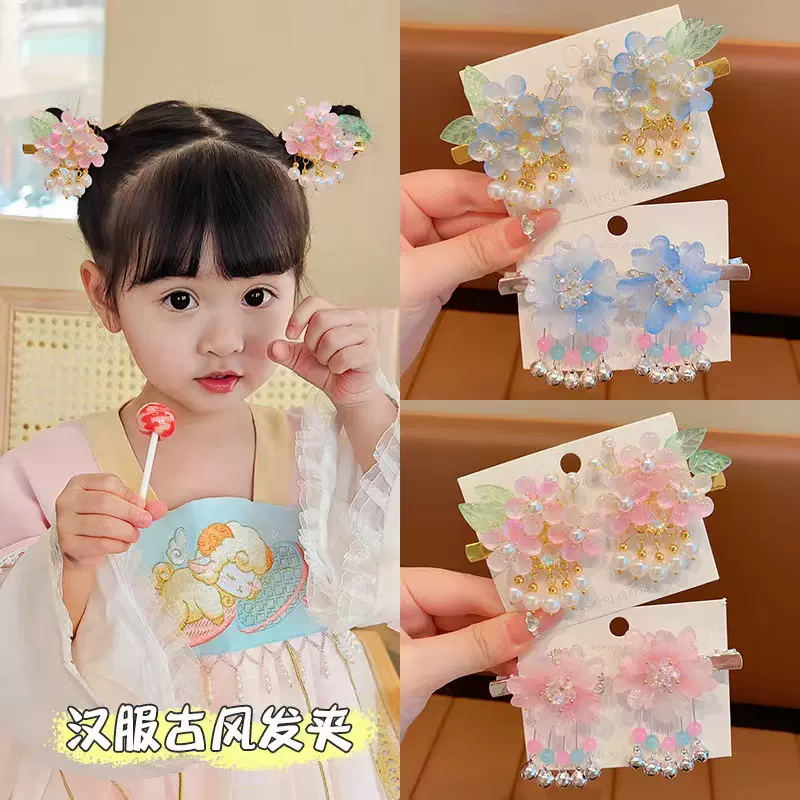 中国风发夹儿童古风汉服头饰女童国潮古装流苏高品质宝宝唐装发饰
