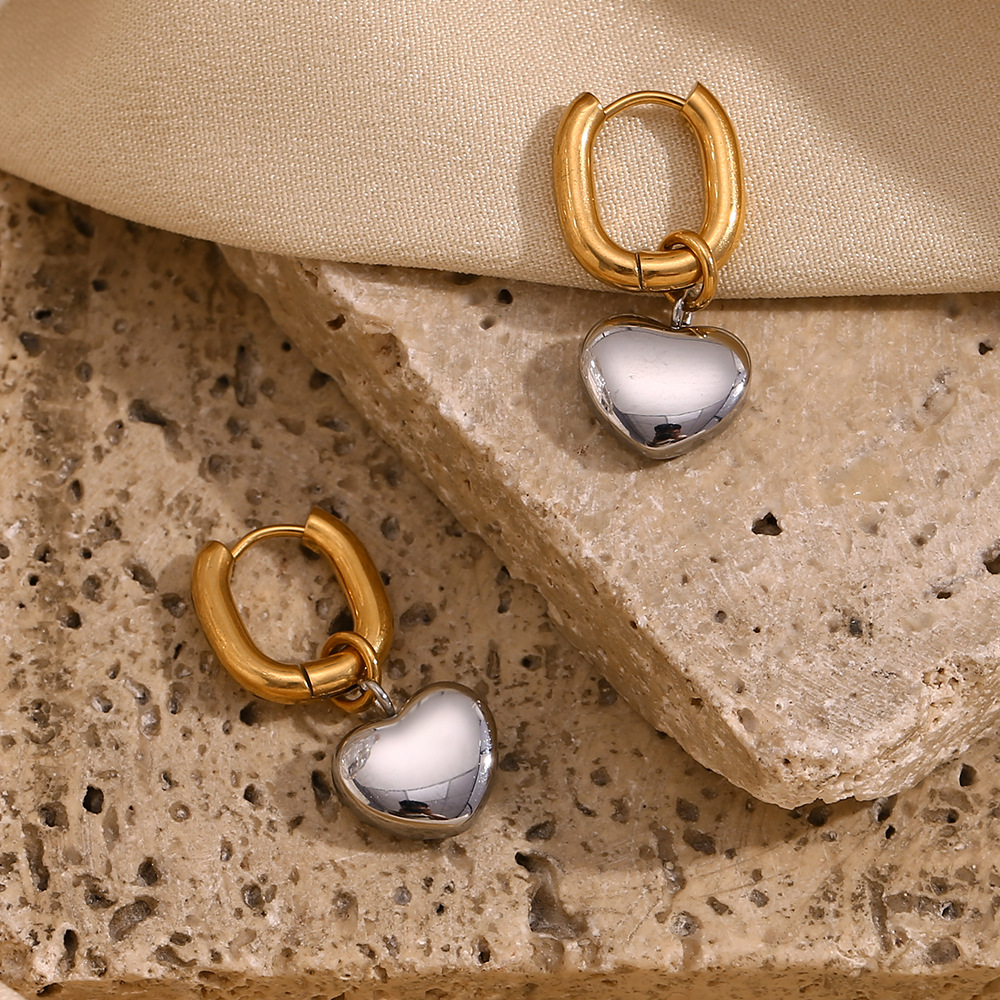 Plated 18K Gold Love Stitching Pendant Earrings