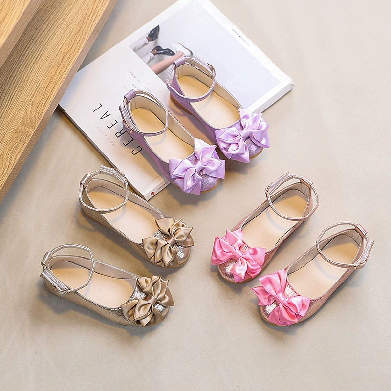 Весенние и осенние новые детские туфли Корейская версия бант принцессы туфли одиночные туфли детские туфли банты для девочек обувь кожаные туфли женские