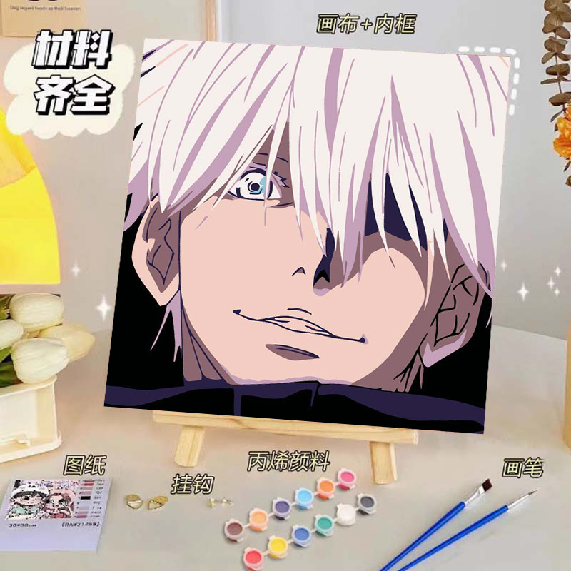 Pintura al óleo digital de bricolaje, dibujos animados para niños, pinturas para colorear hechas a mano, lindos puestos de animación curativos, comercio exterior transfronterizo