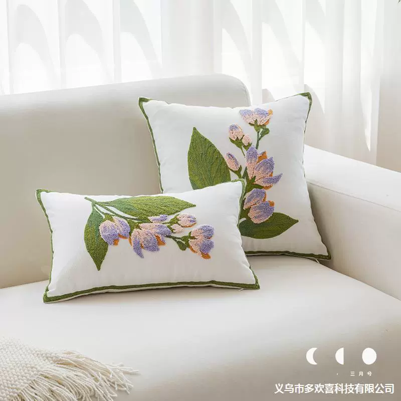 Диванная подушка, наволочка ретро черная для кровати,orchid, с вышивкой, французский стиль