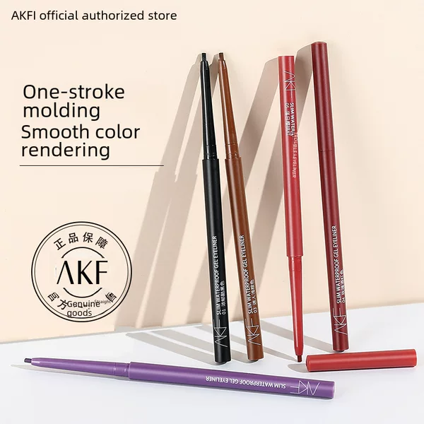 Akf Eyeliner Gel Pen with Hard Tip, Smooth and Natural Color, Very Fine for Beginners, Slim and Smooth Eyeliner for Lower Eyelid