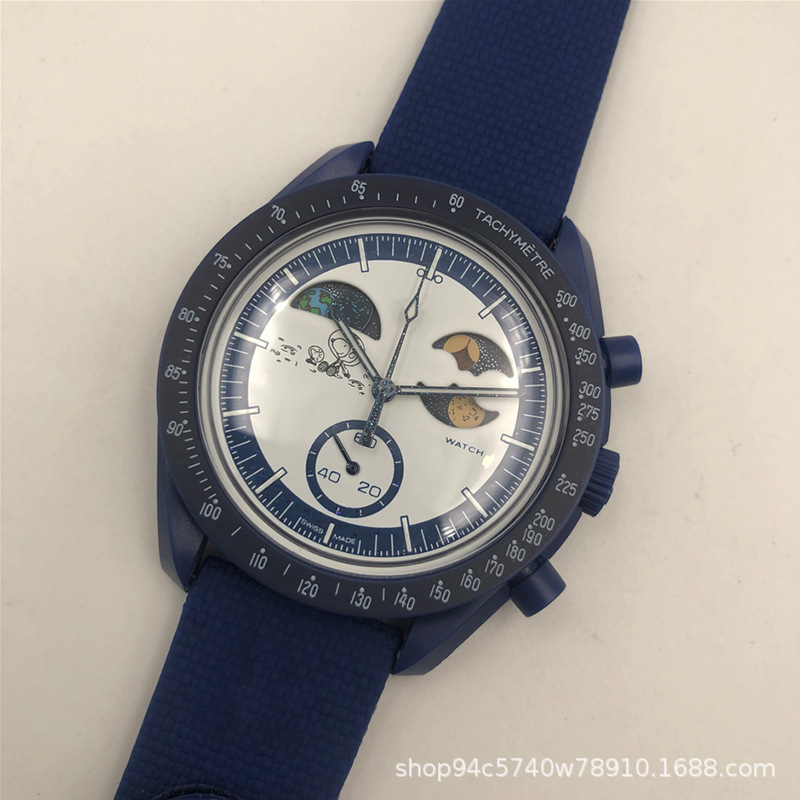 Cross-Border Popular Six-Pin Three-Eye Multi-Function Timing Luminous Co-Branded Couple Watch Foreign Trade Hot-Selling Quartz Watch