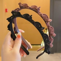 Pure Color Velour Braided Headband Texture Side Part bangs hair clip for kids, fringe magic, trendy headband hair accessory