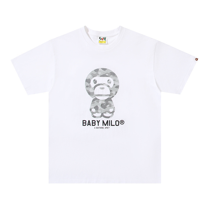 クロスボーダー トレンド ブランド メンズ レディース カップル Tシャツ メンズ 漫画 レター ラウンドネック 半袖|undefined