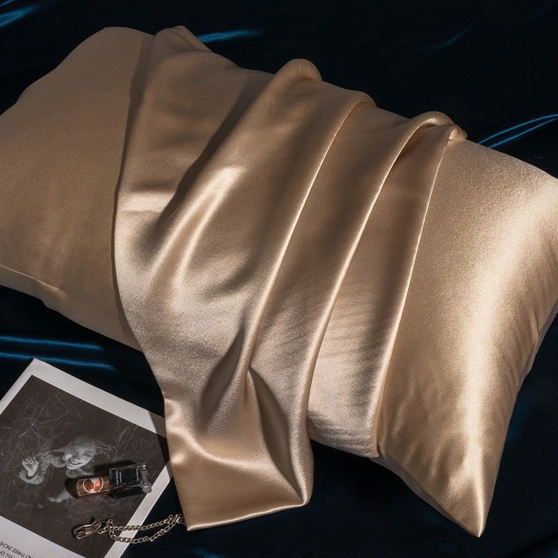 Summer Real silk Solid color Ice-cold pillowcase dormitory Pleasantly cool Silk sliding pillow case a pair silk pillow case