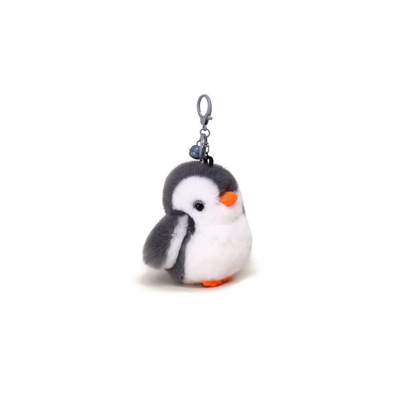 ライト高級品質リアルレッキスウサギの毛皮ペンギン人形ペンダント動物ぬいぐるみキーホルダーバッグペンダント小さなギフト卸売|undefined