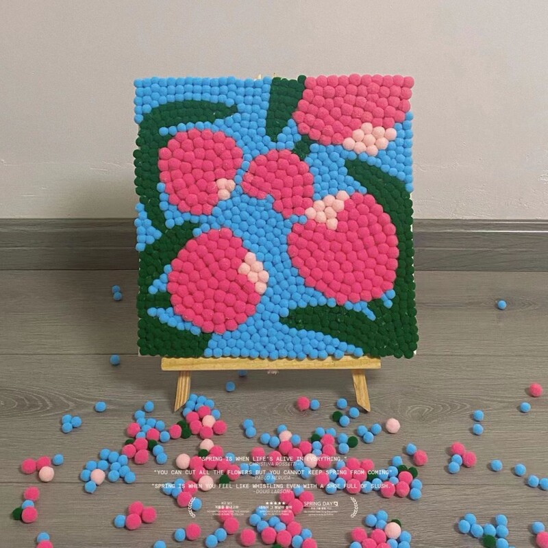 ファーボール絵画卸売DIY手作り貼り付け絵画材料パッケージ親子教育用子供用貼り付けポンポン絵画工場直販|undefined