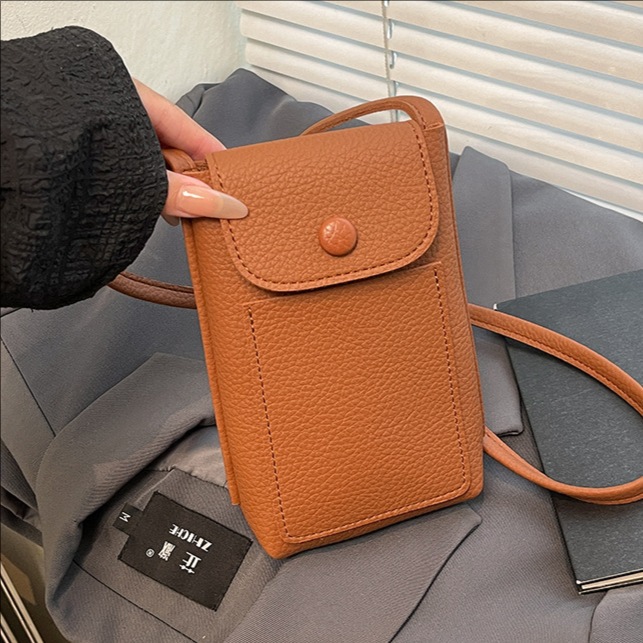 2025 nuevo estilo de alta gama todo-fósforo mini bolso para teléfono móvil moda femenina color sólido simple bolso de mensajero de un solo hombro casual