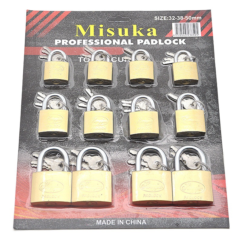 Juego de candado genuino Juego de 12 piezas Cerradura de puerta grande Cerradura pequeña universal Cerradura de puerta Cerradura de apertura simple combinación de candado de cobre de imitación