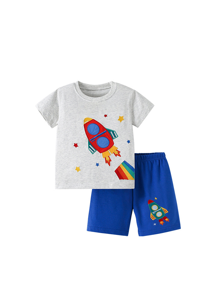 Malwee set de niños de verano nuevo cuello redondo de manga corta Europa y los Estados Unidos niños de mediana edad impresión casual ropa infantil dos piezas set