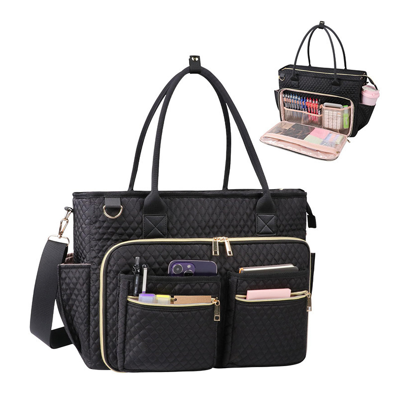 New Ladies Teacher Handbag with Laptop Compartment Work Handbag with Insulated Pocket Quilted