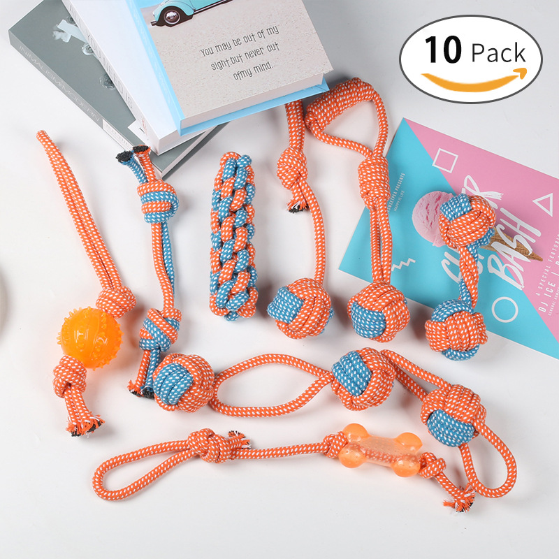 Productos para mascotas, cordón de algodón, dientes de molienda, juguetes para perros, bolas de juguetes para perros pequeños y medianos, juego de juguetes para perros