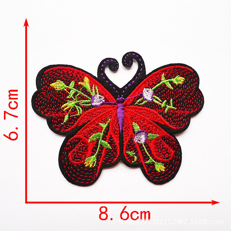 Chaqueta bordada de mariposa, accesorios decorativos, parche adhesivo, falda, decoración, sello de sombrero, suministro directo de fábrica