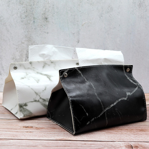 Light luxury marble leather tissue box living room home bathroom napkin box car car PU tissue box