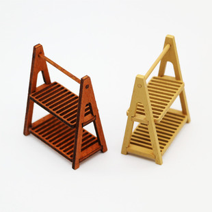 Dollhouse Doll House Double-Layer Wooden Storage Rack Bread Rack Miniature Food Toy Scene Ob1 Small Doll Accessories