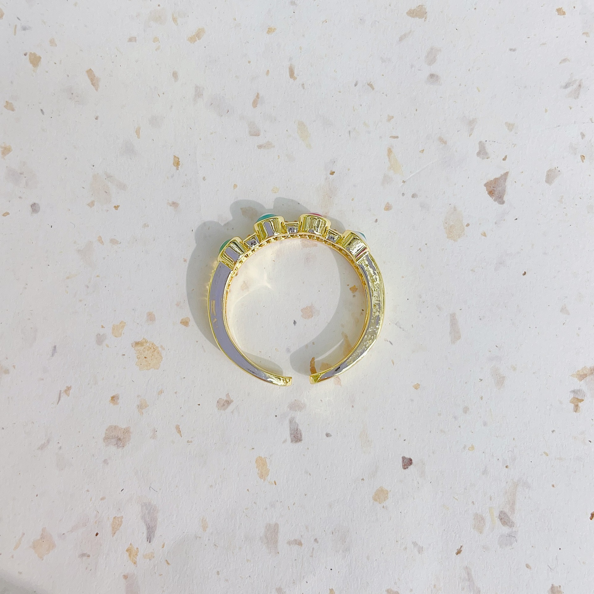 Ethnic Style Eye Copper Plating Inlay Zircon Open Ring 1 Piece