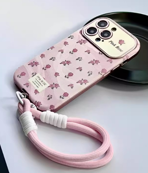 Flor de pantalla completa verde claro degradado para iPhone 13 cuerda de mano 15ProMax Apple 14 funda para teléfono móvil 12 mujer 14PM