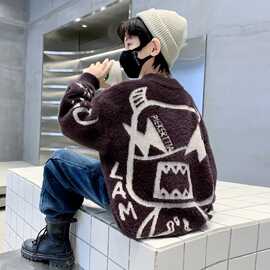 儿童毛衣男童秋冬2025新款小男孩秋装痞帅炸街加厚小童毛线衣冬季