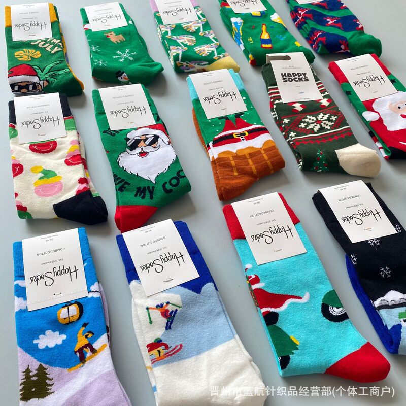 New Happysocks Christmas Socks for Men and Women, Medium and High Cotton Socks, All-Season Versatile Couple Socks, Trendy Socks for Autumn and Winter New Happysocks Christmas Socks for Men and Women, Medium and High Cotton Socks, All-Season Versatile Couple Socks, Trendy Socks for Autumn and Winter