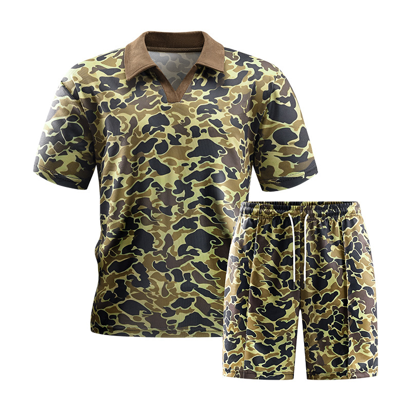 Ensemble polo et short homme à fermeture éclair 3D, imprimé léopard, style décontracté d'été_voghion.com