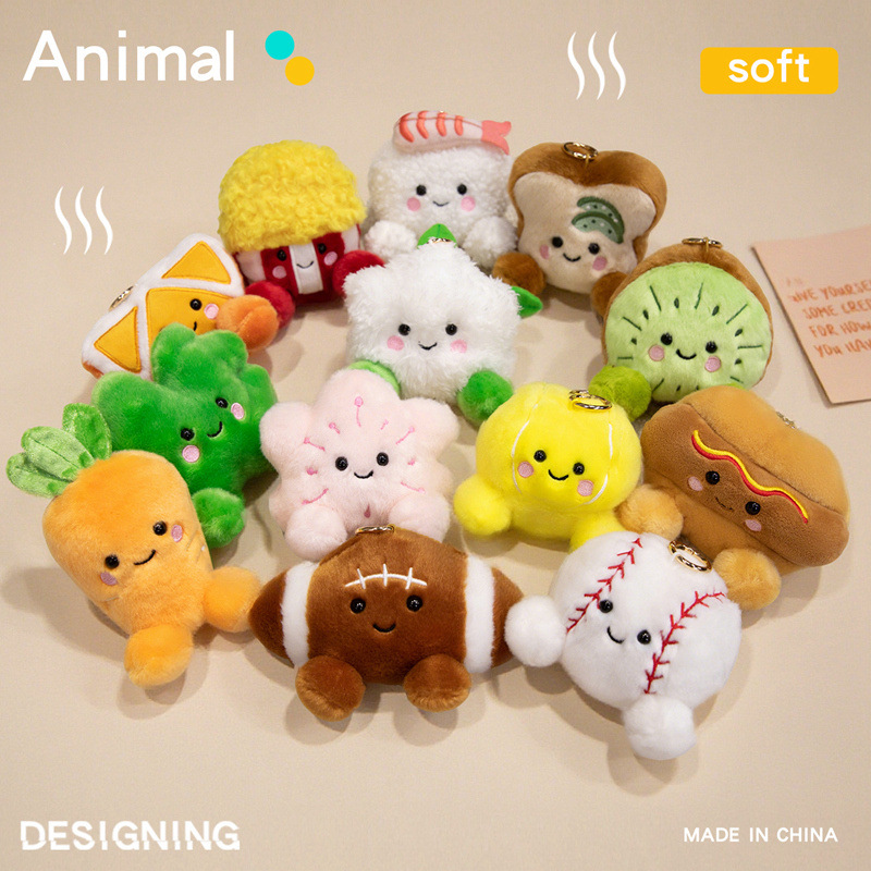 Cross-Border Sandbag Smile Series Fruit Doll Popcorn Plush Toy Vegetable Bag Keychain Children's Gift