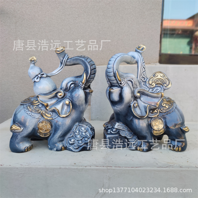 铸造彩如意铜象摆件 家居摆放仿瓷铜大象 吸财铜对象 浩远雕塑