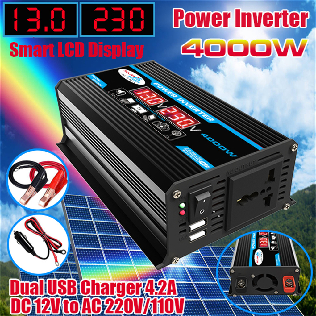 逆变器转换器12V转220V/110V300W智能车载逆变器跨境标3000W双USB