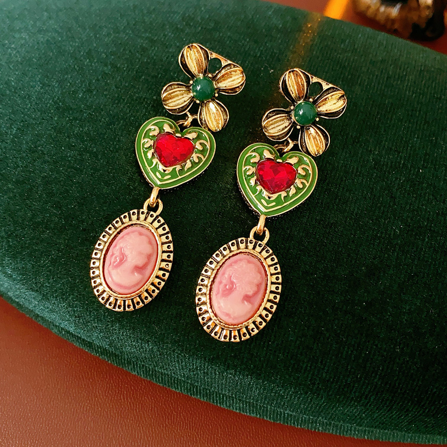 Retrato de diamante vintage medieval conjunto de amor retró estilo de corte joyas lujosas de alta calidad fábrica de joyas