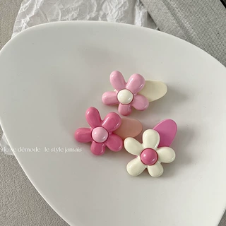 韩版时尚可爱粉色小众花朵发夹刘海前额碎发夹子发卡饰品发饰