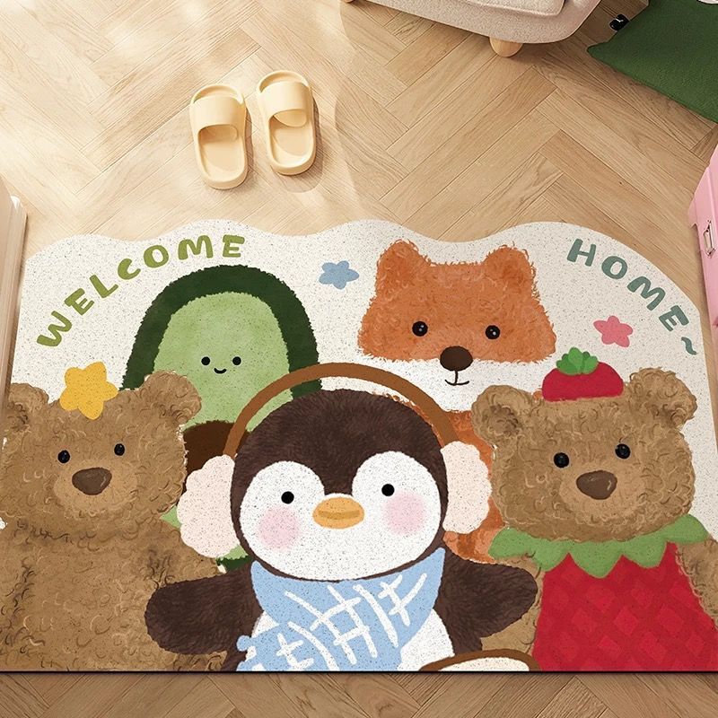Non-Slip Entrance Door Mat with Cartoon Character, Customizable Dust-Removing and Dirt-Resistant Pvc Coil Door Mat