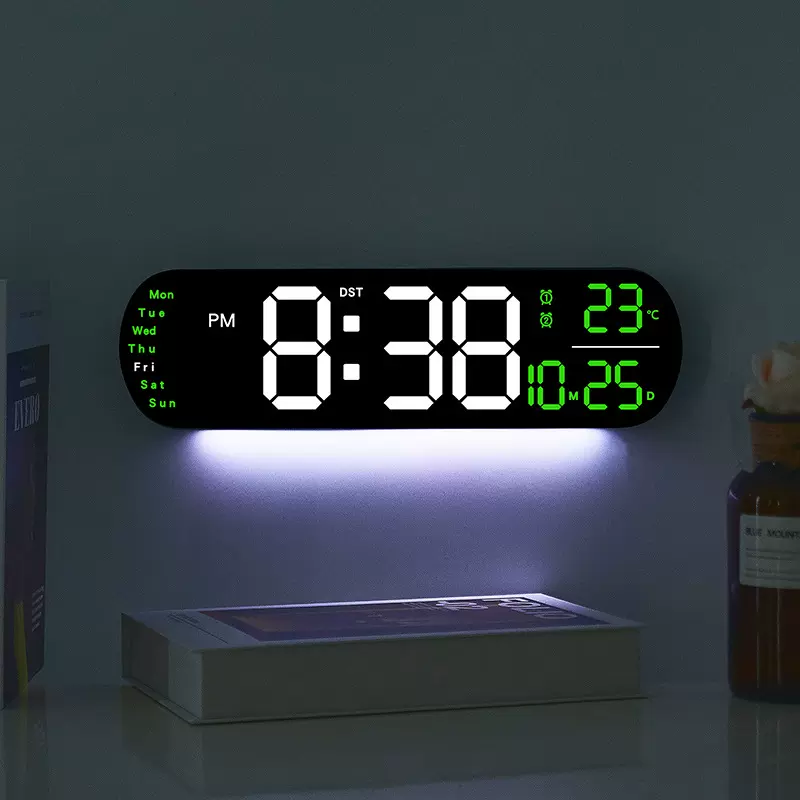 跨境创意新品挂钟多功能时钟客厅钟表大屏LED数字闹钟可计时6651