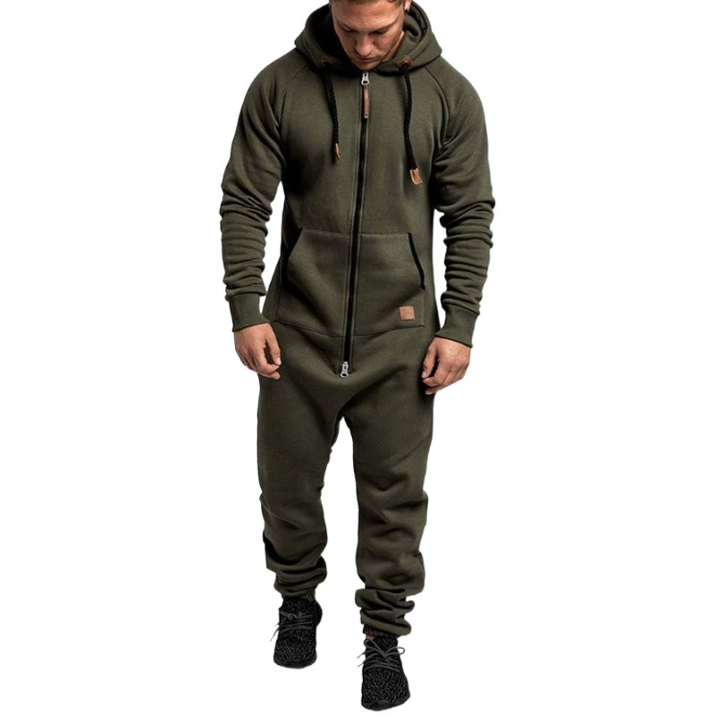 В наличии: новый мужской флисовый комбинезон для внешней торговли, однотонный, повседневный мужской костюм-комбинезон