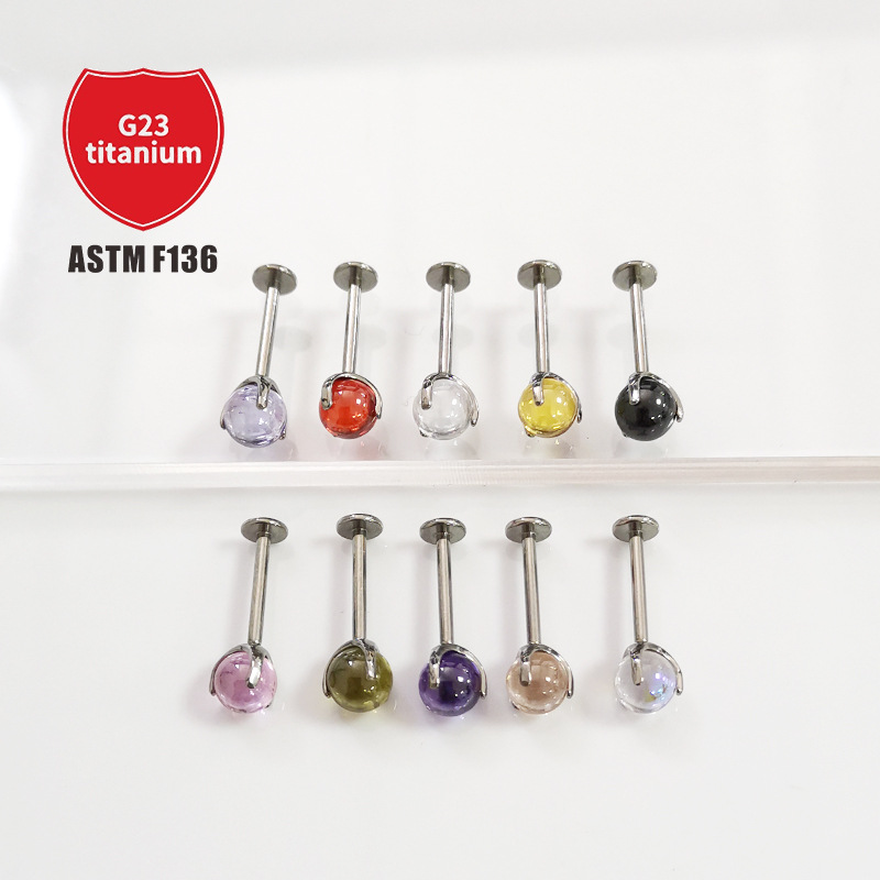 Pointed titanium steel lip stud product view