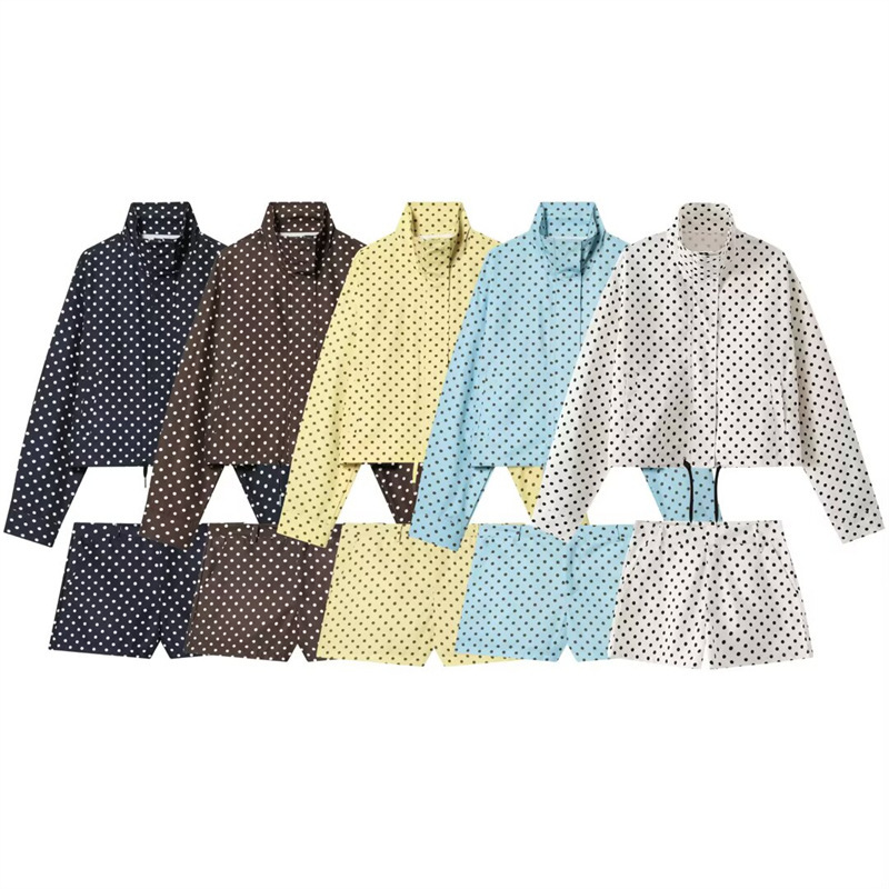 Foreign Trade Women's Clothing 2026 Za Cross-Border European and American Style Stand-Up Collar Polka Dot Jacket Pilot-Style Coat 2010713