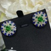 Fashionable fresh blue diamond, earrings, silver 925 sample, city style, European style