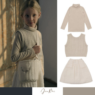 LOU2024 autumn and winter new high collar long sleeve base T-shirt wool vest cotton overskirt suit JR