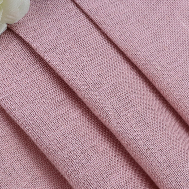Tela de lino puro de 135g, tejido liso para vestidos, pantalones y ropa, tela de lino teñida con hilo.