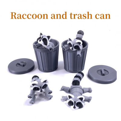 S 94948 Articulated Raccoon Figurine joint Movable Coon Decoration