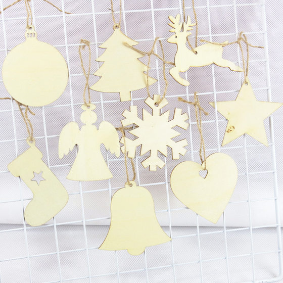 Christmas Tree Pendant Wooden Crafts Creative Home Decoration Holiday Gifts Christmas Ornaments Snowflake Wood Chips